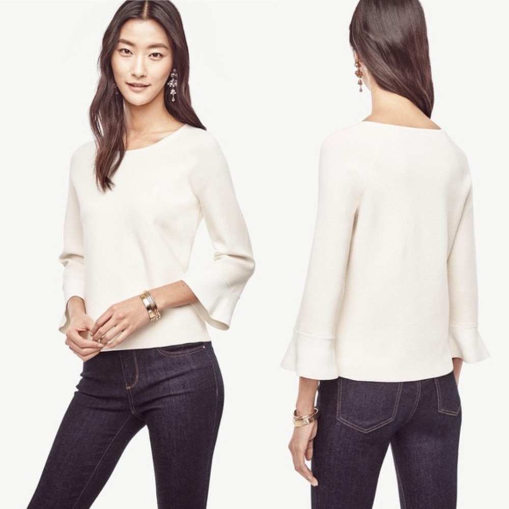 Off-White Sweater w Bell Sleeves | Petite M | NWT